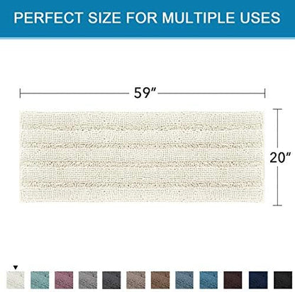 H.VERSAILTEX Bath Mats for Bathroom Non Slip Luxury Chenille Striped Bath Rug Absorbent Non Skid Fluffy Soft Shaggy Rugs Washable Dry Fast Plush Carpet Mats for Bath Room, Tub