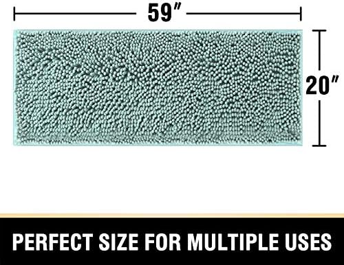 H.VERSAILTEX Bathroom Rugs Bath Mat Bath Rugs Bath Mats for Bathroom Non Slip Extra Soft Chenille Bath Rug Fulffy Shag, Indoor Rug Runner Carpet for Entry Living Room (Aqua Foam, Large 59" x 20")