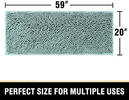 H.VERSAILTEX Bathroom Rugs Bath Mat Bath Rugs Bath Mats for Bathroom Non Slip Extra Soft Chenille Bath Rug Fulffy Shag, Indoor Rug Runner Carpet for Entry Living Room (Aqua Foam, Large 59" x 20")