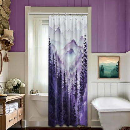 Dark Purple Forest Stall Shower Curtain, 36X72 in Narrow Small, Mountain