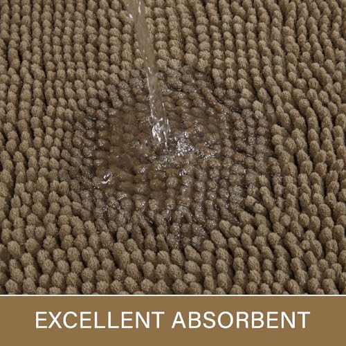 LOCHAS Luxury Bathroom Rug Shaggy Bath Mat 24 x 60 Inch, Tan