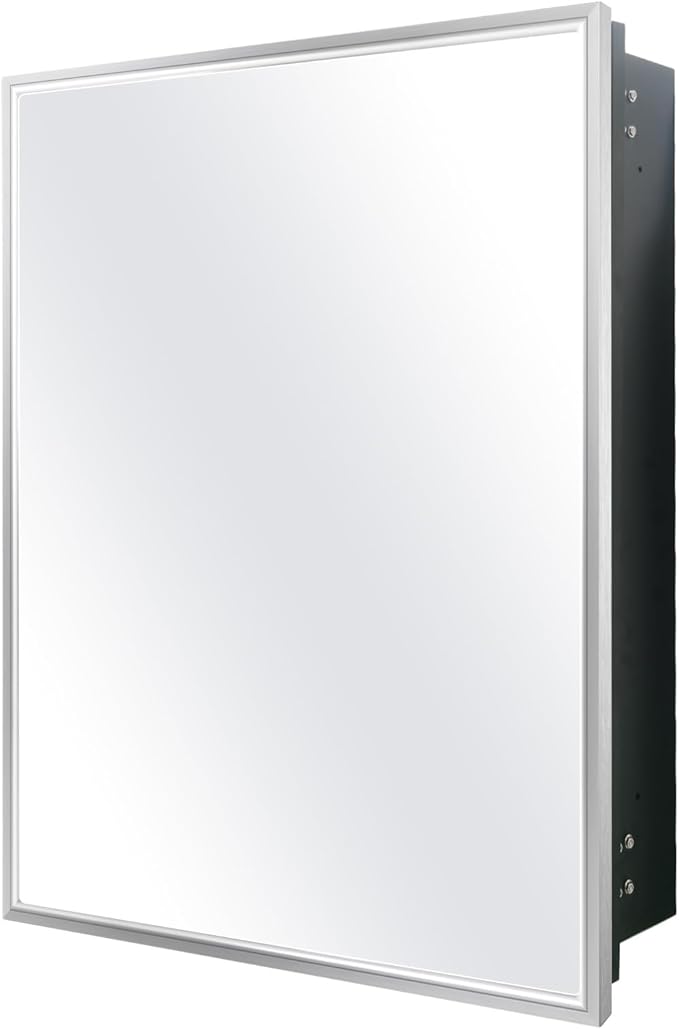 24”x30” Medicine Cabinet with Aluminum Frame,Surface or Recessed Medicine Cabinet Mirror for Bathroom,Bathroom Mirror with Storage,Sliver
