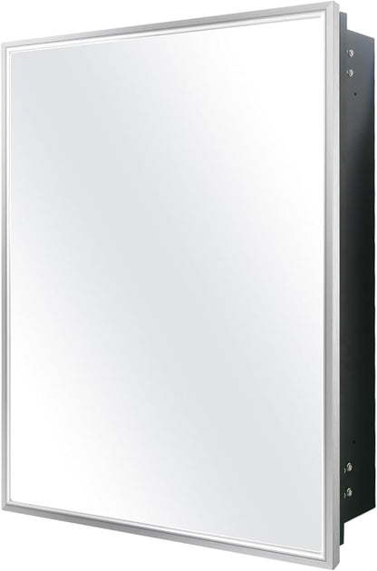 24”x30” Medicine Cabinet with Aluminum Frame,Surface or Recessed Medicine Cabinet Mirror for Bathroom,Bathroom Mirror with Storage,Sliver