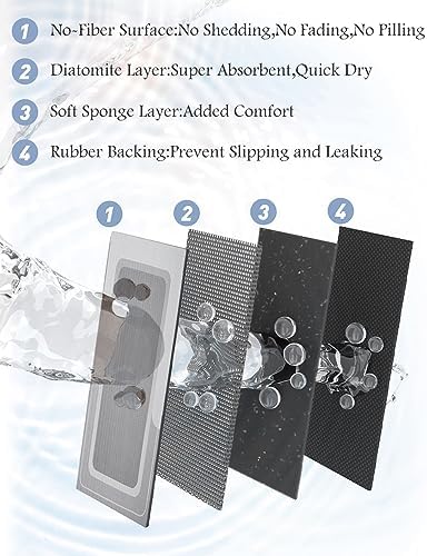 MontVoo-Bath Mat Runner Long Bathroom Mat Rug Non Slip Super Absorbent Stain Resistant Quick Dry Thin Bathroom Rug Fit Under Door-Bath Mats for Bathroom Floor Bathtub Vanity-Bathmat 17"x70" Grey