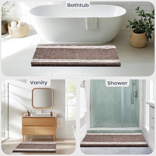 PURRUGS Bathroom Runner Rug, Bath Mat, 24" x 60", Brown