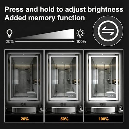 36x24 LED Bathroom Mirror with Lights, Lighted Vanity Mirror for Wall
