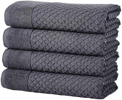 Great Bay Home Bath Towels - 100% Cotton 4 Pack 54x27 Bath Towel Set - Absorbent, Durable, Quick-Dry Towels for Bathroom (Stone Blue)
