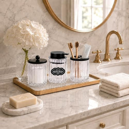 Amolliar Bathroom Accessories Set, Clear Glass Complete 4PCS Bathroom Sets