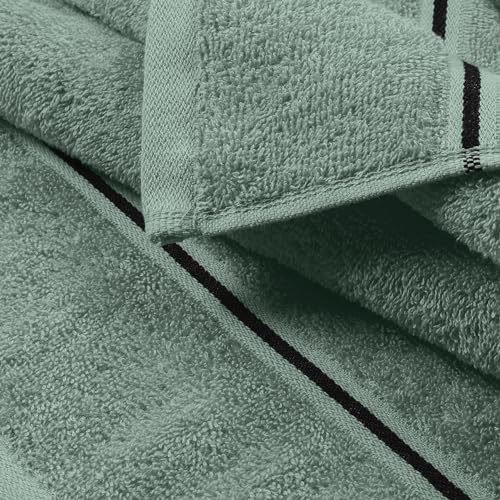 MyOwn Ultra Soft 6 Pack Cotton Towel Set, Contains 2 Bath Towels 28x55 inch, 2 Hand Towels 16x24 inch & 2 Wash Coths 12x12 inch, Ideal Everyday use, Compact & Lightweight - Jade