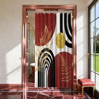 Black and Red Stall Shower Curtain, 36X72 in Narrow Small, Mid Century