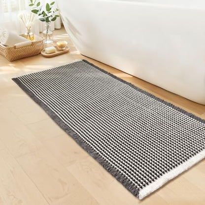 Waffle Bath Mat, Boho Bathroom Rugs Non Slip Washable, 24" x 48"