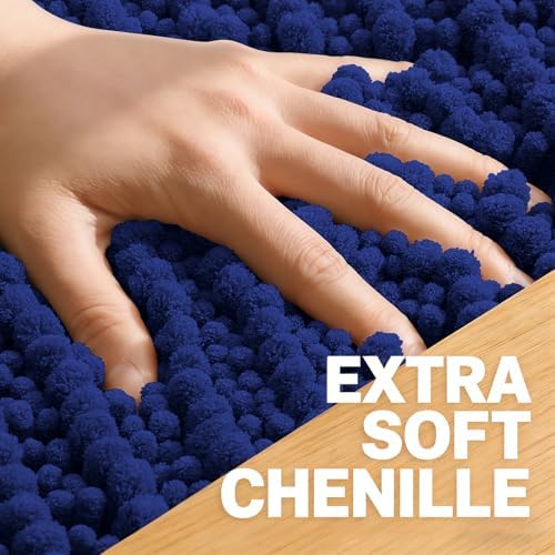 OLANLY Large Bathroom Rugs 59x35, Thick Soft Absorbent Chenille Bath Rugs