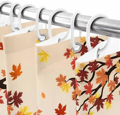 Shower Curtain Bathroom Set Fall Thanksgiving Pumpkin Maple Leaf Waterproof Shower Curtains with Grommets Hooks Orange Gradient Privacy Bath Curtain for Bathtub Decor 72x72in