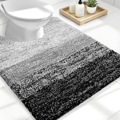 OLANLY Luxury Toilet Rugs U-Shaped 24x20, Soft Absorbent Microfiber Mat