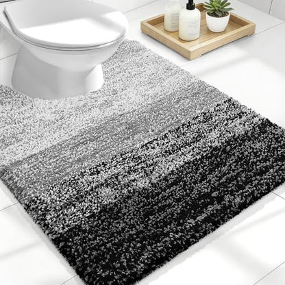 OLANLY Luxury Toilet Rugs U-Shaped 24x20, Soft Absorbent Microfiber Mat