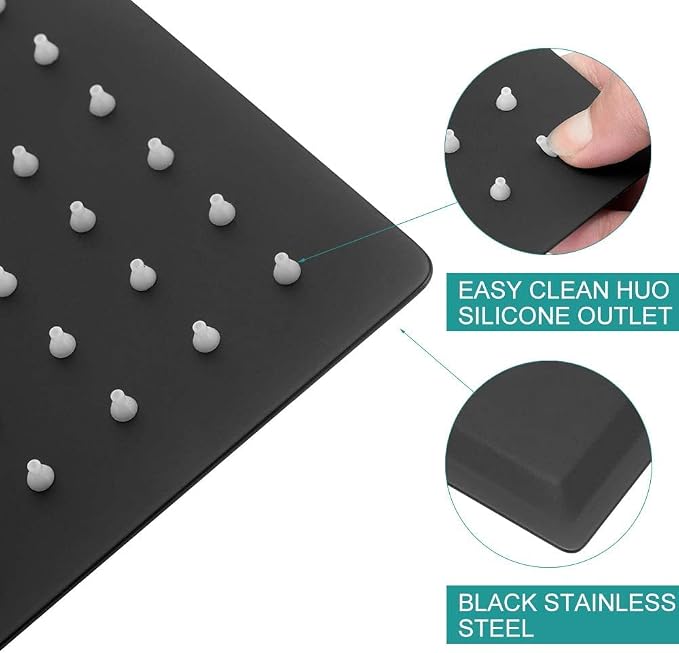 Lordear Rain Shower Heads High Pressure, Rainfall Showerhead for Bathroom Fixed Mount, 10 Inch Large Square High Flow Shower Head (Matte Black)