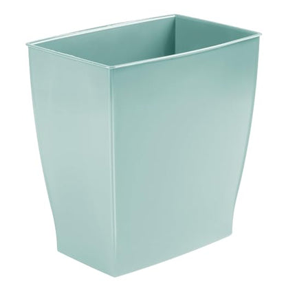 iDesign Small Plastic Bathroom Trash Can, Slim Rectangle Soft Aqua Blue | For Bedroom, Office, Dorm