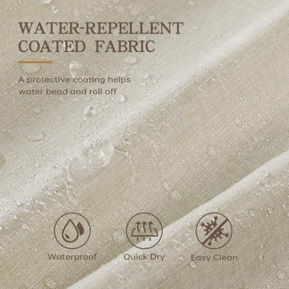 Furlinic Farmhouse Shower Curtain Boho Fabric Long Scalloped Beige 55x78