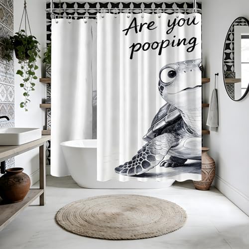 Extra Long Shower Curtain XL Funny Sea Turtle Kids, 108 x 72 in