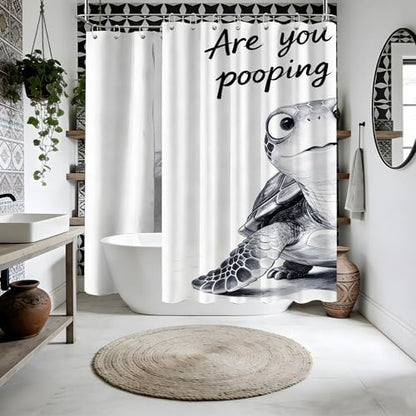 Extra Long Shower Curtain XL Funny Sea Turtle Kids, 108 x 72 in