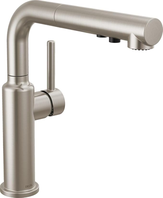 Delta Faucet Daneri Pull-Out Kitchen Faucet, Brushed Nickel Kitchen Faucets with Pull-Out Sprayer, Kitchen Sink Faucet, Faucet for Kitchen Sink with Magnetic Docking, Stainless 16879-SS-DST
