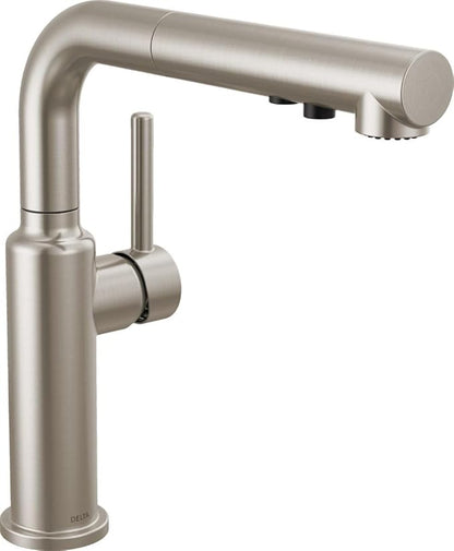 Delta Faucet Daneri Pull-Out Kitchen Faucet, Brushed Nickel Kitchen Faucets with Pull-Out Sprayer, Kitchen Sink Faucet, Faucet for Kitchen Sink with Magnetic Docking, Stainless 16879-SS-DST