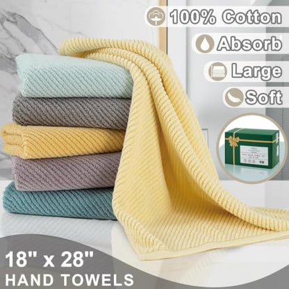 VOOVA & MOVAS Hand Towels 4PC, 100% Cotton, 18x28 in, Tan Taupe