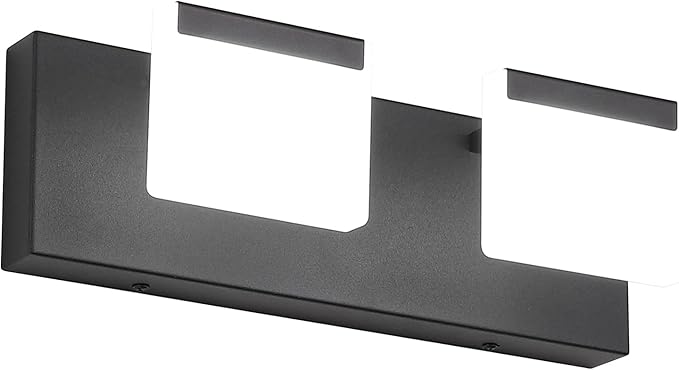 Ralbay Matte Black Vanity Light 2 Lights Bathroom Vanity Lights Acrylic LED Modern Black Bathroom Light Fixtures