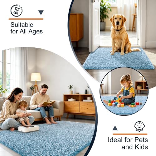 OLANLY Microfiber Soft Bathroom Rugs Mats 59x35, Peacock Blue and White