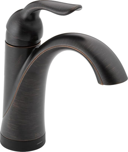 Delta Faucet Lahara Single Hole Bathroom Faucet with Touchless Technology, Oil Rubbed Bronze Bathroom Sink Faucet, Single Handle Bathroom Faucet, Push Pop-Up Drain, Venetian Bronze 538T-RB-DST