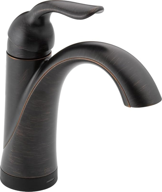 Delta Faucet Lahara Single Hole Bathroom Faucet with Touchless Technology, Oil Rubbed Bronze Bathroom Sink Faucet, Single Handle Bathroom Faucet, Push Pop-Up Drain, Venetian Bronze 538T-RB-DST
