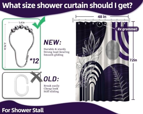 Dark Purple and Grey Stall Shower Curtain, 48X72 in Narrow Small