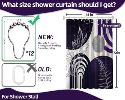 Dark Purple and Grey Stall Shower Curtain, 48X72 in Narrow Small