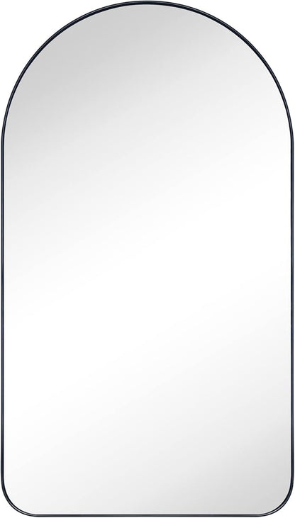 Matt Black Arched Recessed Bathroom Medicine Cabinet with Mirror Metal Framed Arch Vanity Cabinet with Mirros for Wall 16x28.3''