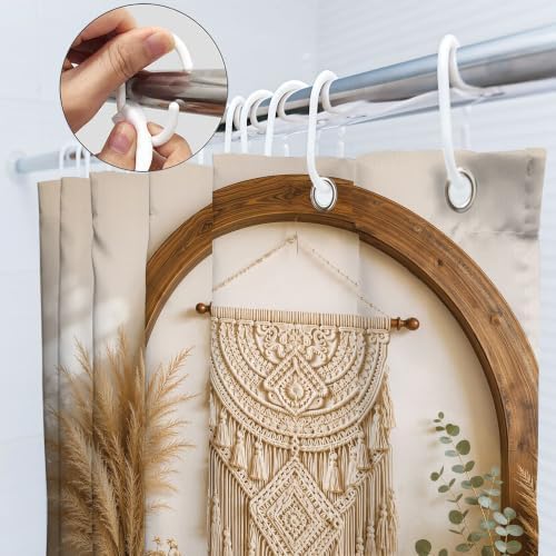Boho Long Bohemian Style Pampas Grass Vases 2D Bathroom Shower Curtain Set