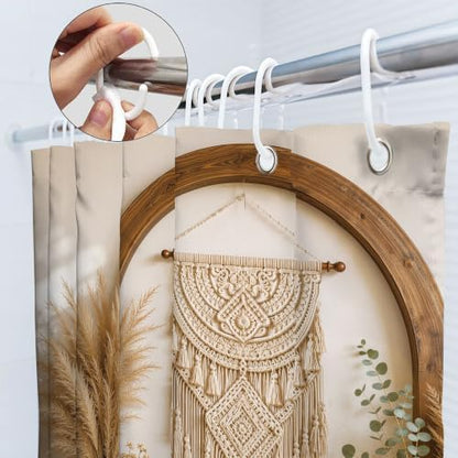 Boho Long Bohemian Style Pampas Grass Vases 2D Bathroom Shower Curtain Set