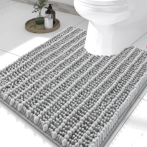 Smiry Bathroom Toilet Rugs U Shaped 24X20, Chenille Bath mats for Toilet