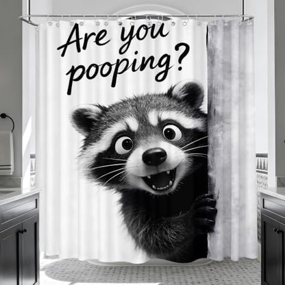 Extra Long Shower Curtain Grey Raccoon Clawfoot Tub, 108 x 72 in