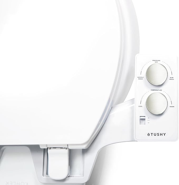 TUSHY Spa 2.0 Cool to Warm Water Bidet Toilet Seat Attachment, White/Silver | Non-Electric, Self-Cleaning Smart Spray Nozzle, Adjustable Pressure and Angle Control, Sink Access Required Within 6 Feet