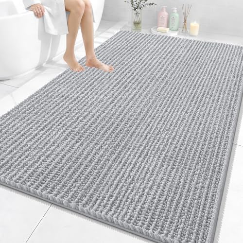 OLANLY Large Bathroom Rugs 70x46, Thick Soft Absorbent Chenille Bath Rugs