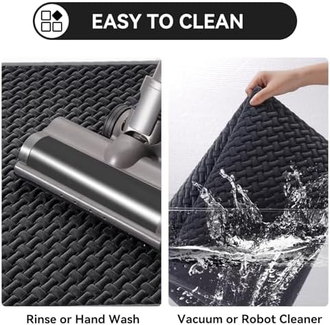 YDKGL Bathroom Runner Non Slip, Foam Weave Texture Bath Mat, Grey 24x70