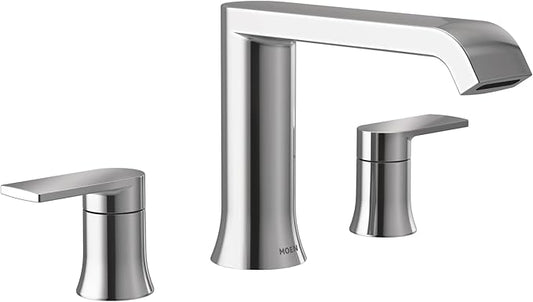 Moen T908 Genta LX Two-Handle Deck Mounted Modern Roman Tub Faucet, Valve Required, Chrome
