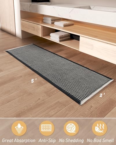 Upgraded Waffle Bath Mat Runner Absorbent Non Slip Bathroom Mat, 2' x 5'