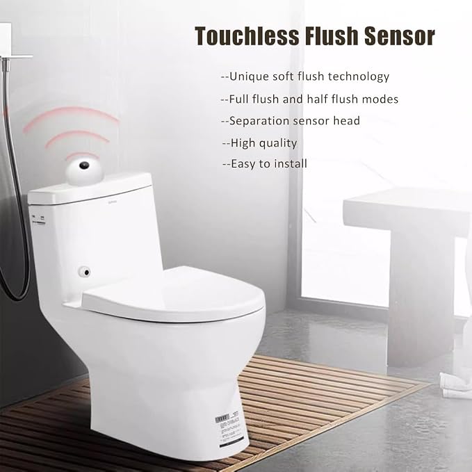 Touchless Toilet Flusher,Infrared Sensor Automatic Toilet Flusher With Two Flush Modes Design, USB Rechargeable for Home and Public Use(White) (Add Separation Sensor Head)