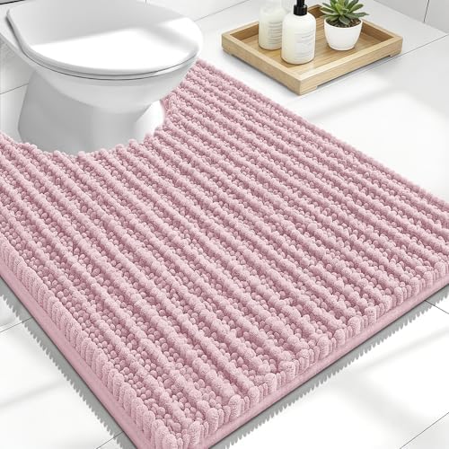 OLANLY U-Shaped Toilet Rug 24x20, Thick Soft Absorbent Chenille Contour Rug