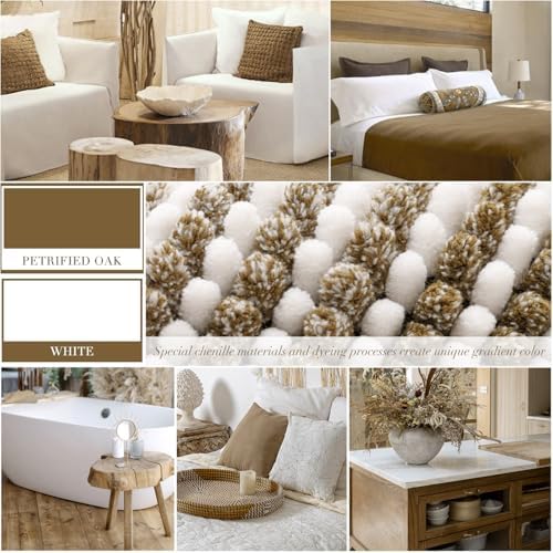BSICPRO Bathroom Rugs Sets 2 Piece, Non Slip Boho Bath Mats, Petrified Oak