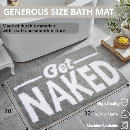 KOEXM Get Naked Bath Mats Cute Bathroom Rugs Water Absorbent Funny Bath Mat
