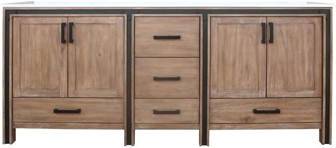 Ziva 80 in W x 22 in D Rustic Barnwood Double Bath Vanity and Cultured Marble Top