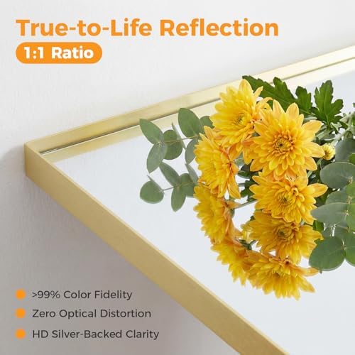 NEWBULIG 22"x30" Wall Mirror, Bathroom Mirrors for Over Sink, Gold