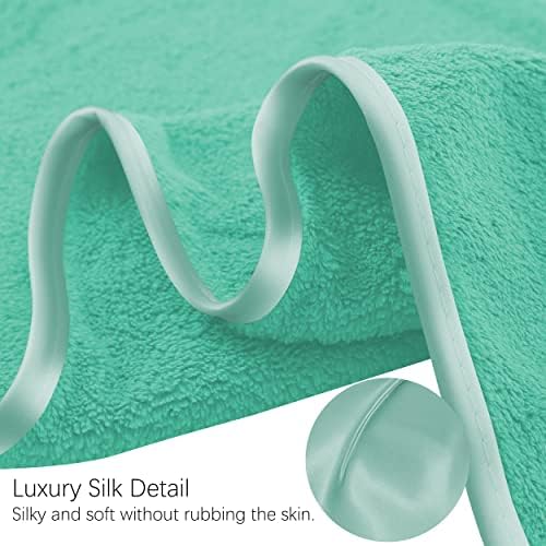 TENSTARS Luxury Silk Hemming Towel Set - Light Thin Quick Drying - 2 Bath Towels 2 Hand Towels 2 Washcloths - Ultra Soft Microfiber Towel for Bath Fitness, Sports, Yoga, Travel (Aqua Green, 6 Pieces)